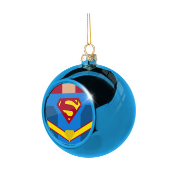 Superman flat, Χριστουγεννιάτικη μπάλα δένδρου Μπλε 8cm