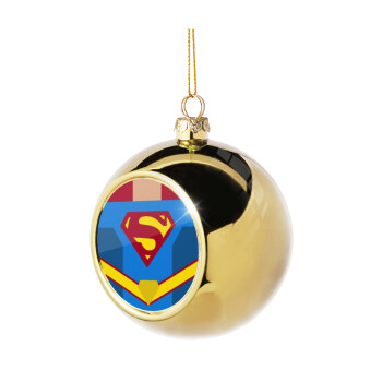 Superman flat, Χριστουγεννιάτικη μπάλα δένδρου Χρυσή 8cm