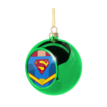 Superman flat, Χριστουγεννιάτικη μπάλα δένδρου Πράσινη 8cm