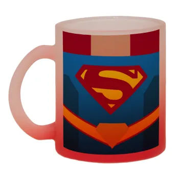 Superman flat, Κούπα γυάλινη δίχρωμη με βάση το κόκκινο ματ, 330ml