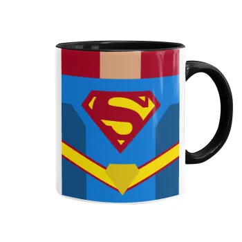 Superman flat, Mug colored black, ceramic, 330ml