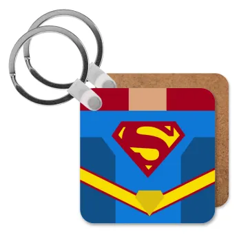 Superman flat, Μπρελόκ Ξύλινο τετράγωνο MDF