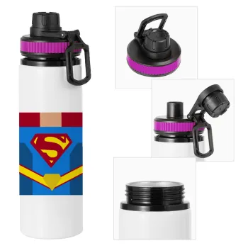 Superman flat, Metallic water bottle with safety lid, 850ml aluminum