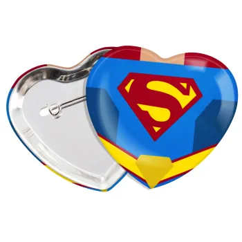 Superman flat, Κονκάρδα παραμάνα καρδιά (57x52mm)