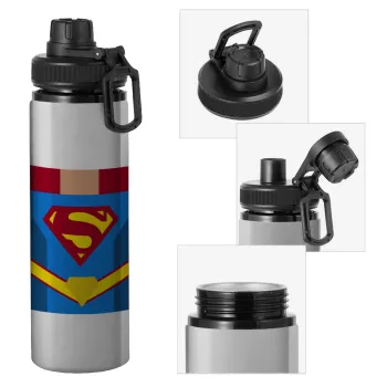 Superman flat, Metallic water bottle with safety cap, 850ml aluminum