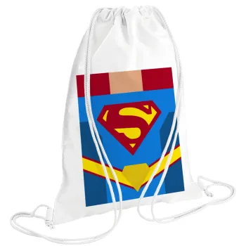 Superman flat, Backpack pouch GYMBAG white (28x40cm)