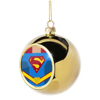 Superman flat, Golden Christmas tree ball ornament 8cm