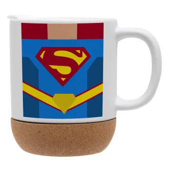 Superman flat, Κούπα, κεραμική με βάση φελού και καπάκι (ΜΑΤ), 330ml