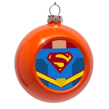Superman flat, Στολίδι Χριστουγεννιάτικη μπάλα δένδρου Πορτοκαλί 8cm