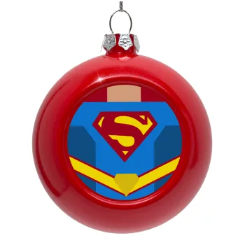 Superman flat, Red Christmas tree ornament bauble 8cm