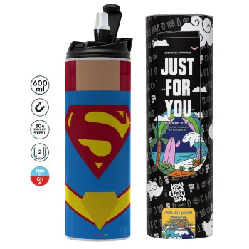 Superman flat, Tumbler stainless steel GREY 600ml