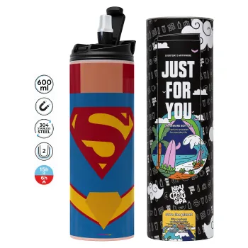 Superman flat, Tumbler stainless steel PINK 600ml