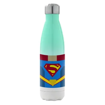 Superman flat, Metal mug thermos Green/White (Stainless steel), double wall, 500ml