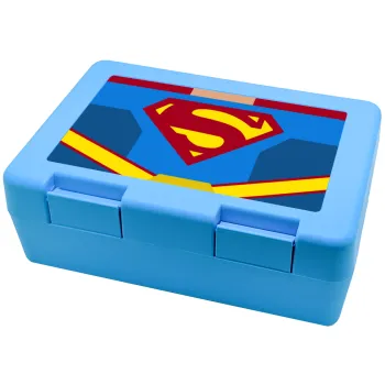 Superman flat, Παιδικό δοχείο κολατσιού ΓΑΛΑΖΙΟ 185x128x65mm (BPA free πλαστικό)