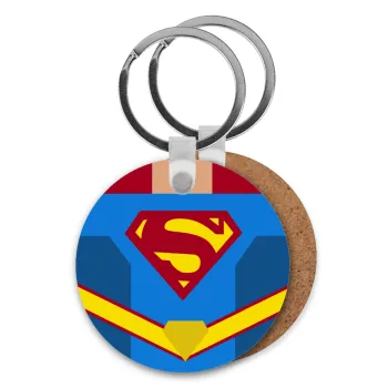 Superman flat, Μπρελόκ Ξύλινο στρογγυλό MDF Φ5cm