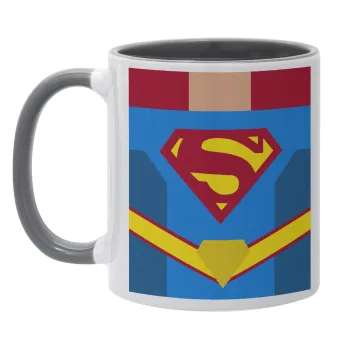 Superman flat, Κούπα χρωματιστή γκρι, κεραμική, 330ml
