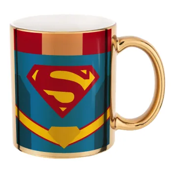 Superman flat, Mug ceramic, gold mirror, 330ml