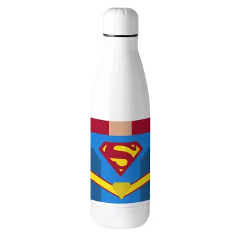 Superman flat, Μεταλλικό παγούρι θερμός (Stainless steel), 500ml