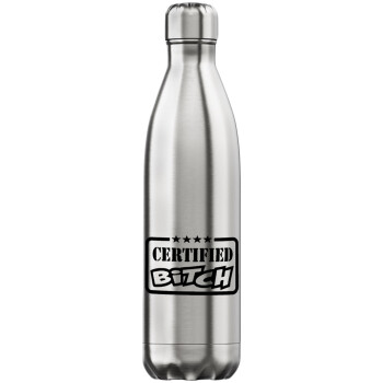 Certified Bitch, Μεταλλικό παγούρι θερμός Inox (Stainless steel), διπλού τοιχώματος, 750ml