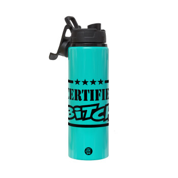 Certified Bitch, Metallic water bottle with safety lid, 850ml aluminum