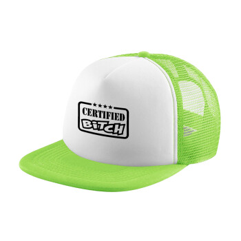 Certified Bitch, Καπέλο Soft Trucker με Δίχτυ Πράσινο/Λευκό