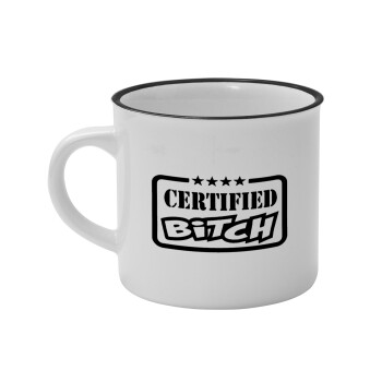 Certified Bitch, Κούπα κεραμική vintage Λευκή/Μαύρη 230ml