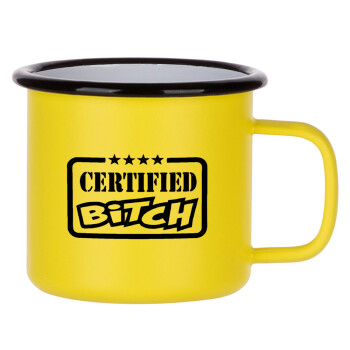 Certified Bitch, Κούπα Μεταλλική εμαγιέ ΜΑΤ Κίτρινη 360ml