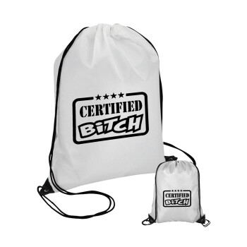 Certified Bitch, Τσάντα πουγκί με μαύρα κορδόνια (1 τεμάχιο)