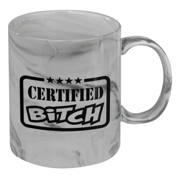 Certified Bitch, Κούπα κεραμική, marble style (μάρμαρο), 330ml