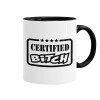 Certified Bitch, Κούπα χρωματιστή μαύρη, κεραμική, 330ml