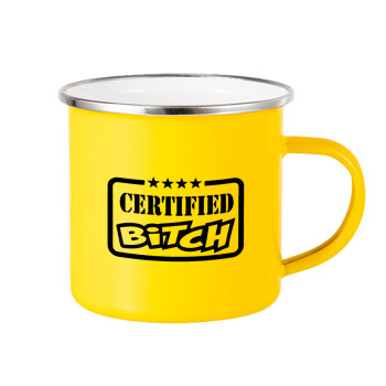Certified Bitch, Κούπα Μεταλλική εμαγιέ Κίτρινη 360ml