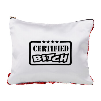 Certified Bitch, Τσαντάκι νεσεσέρ με πούλιες (Sequin) Κόκκινο