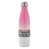 Metal mug thermos Pink/White (Stainless steel), double wall, 500ml