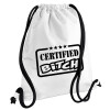 Backpack pouch GYMBAG white, with pocket (40x48cm) & thick cords
