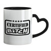 Mug heart black handle, ceramic, 330ml