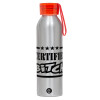 Aluminum Sports Bottle 650ml – Silver with Red Cap and Silicone Strap