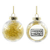 Transparent Christmas tree ball ornament with gold filling 8cm