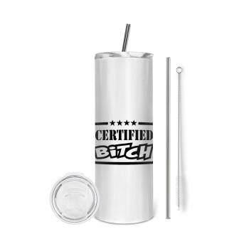 Certified Bitch, Tumbler stainless steel 600ml, with metal straw & cleaning brush