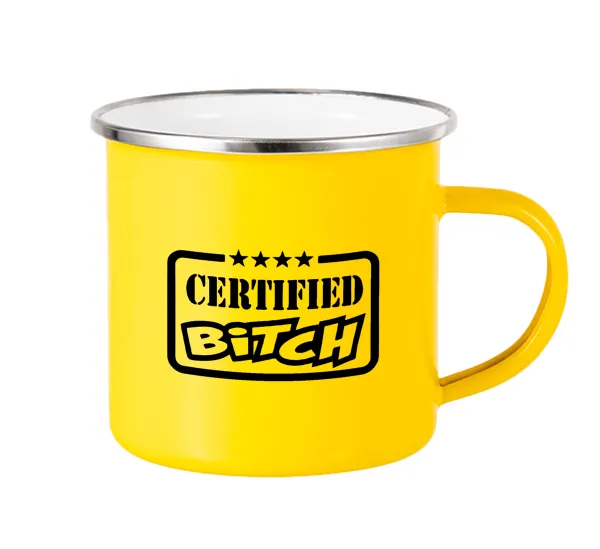 Certified Bitch — Κούπα Μεταλλική εμαγιέ Κίτρινη 360ml