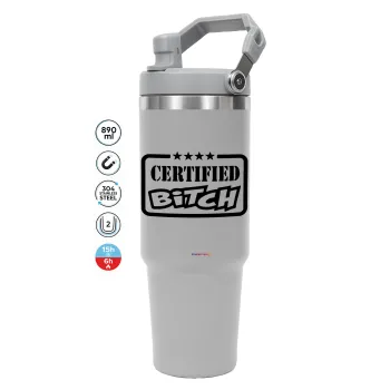 Certified Bitch, ΓΚΡΙ χρώματος Θερμός Ανοξείδωτο 890ml (30oz) με χερούλι