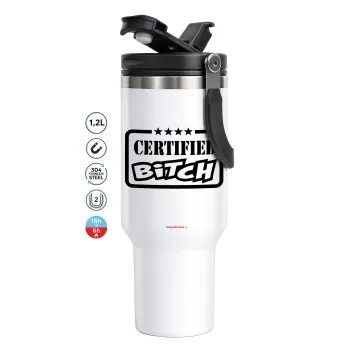 Certified Bitch, Mega Tumbler με καπάκι, διπλού τοιχώματος (θερμό) 1,2L