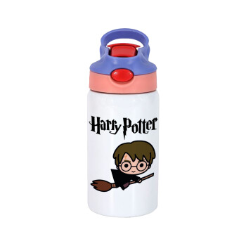 Harry potter kid, Children's hot water bottle, stainless steel, with safety straw, pink/purple (350ml)