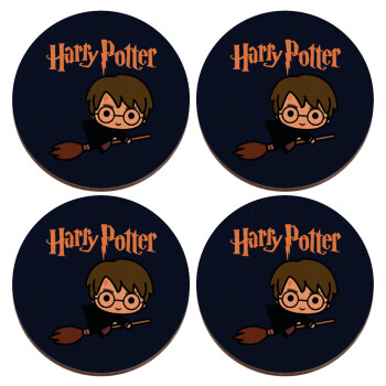 Harry potter kid, ΣΕΤ x4 Σουβέρ ξύλινα στρογγυλά plywood (9cm)