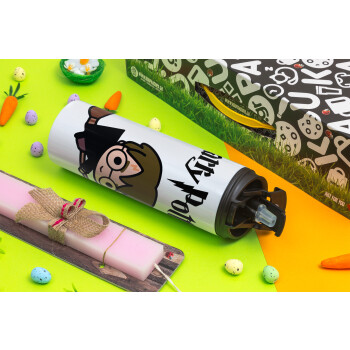 Harry potter kid, Πασχαλινή Λαμπάδα με Travel Tumbler θερμό με διπλό καπάκι (600ml, BPA free) & κερί αρωματικό πλακέ (30cm) (ΡΟΖ)