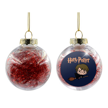 Harry potter kid, Χριστουγεννιάτικη μπάλα δένδρου διάφανη με κόκκινο γέμισμα 8cm