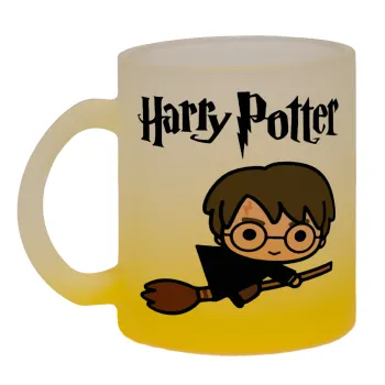 Harry potter kid, Κούπα γυάλινη δίχρωμη με βάση το κίτρινο ματ, 330ml