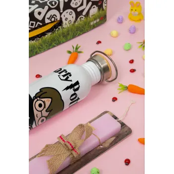 Harry potter kid, Πασχαλινή Λαμπάδα με παγούρι μεταλλικό (620ml, stainless steel) & κερί αρωματικό πλακέ (30cm) (ΡΟΖ)