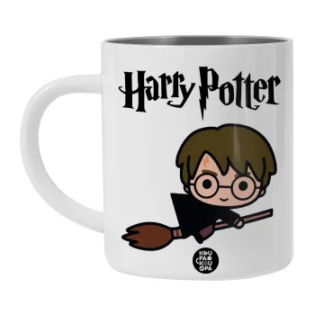 Harry potter kid, Λευκή Ανοξείδωτη Μεταλλική Κούπα 450ml - Διπλού Τοιχώματος 