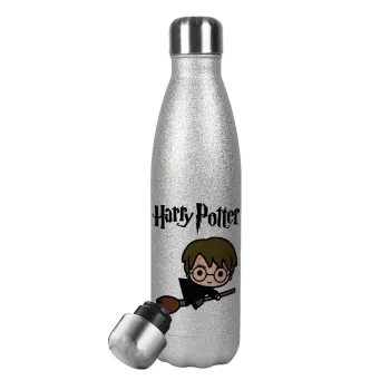 Harry potter kid, Metallic Glitter Silver Thermos Flask (Stainless steel), double-walled, 500ml