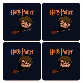 Harry potter kid, ΣΕΤ x4 Σουβέρ ξύλινα τετράγωνα plywood (9cm)
